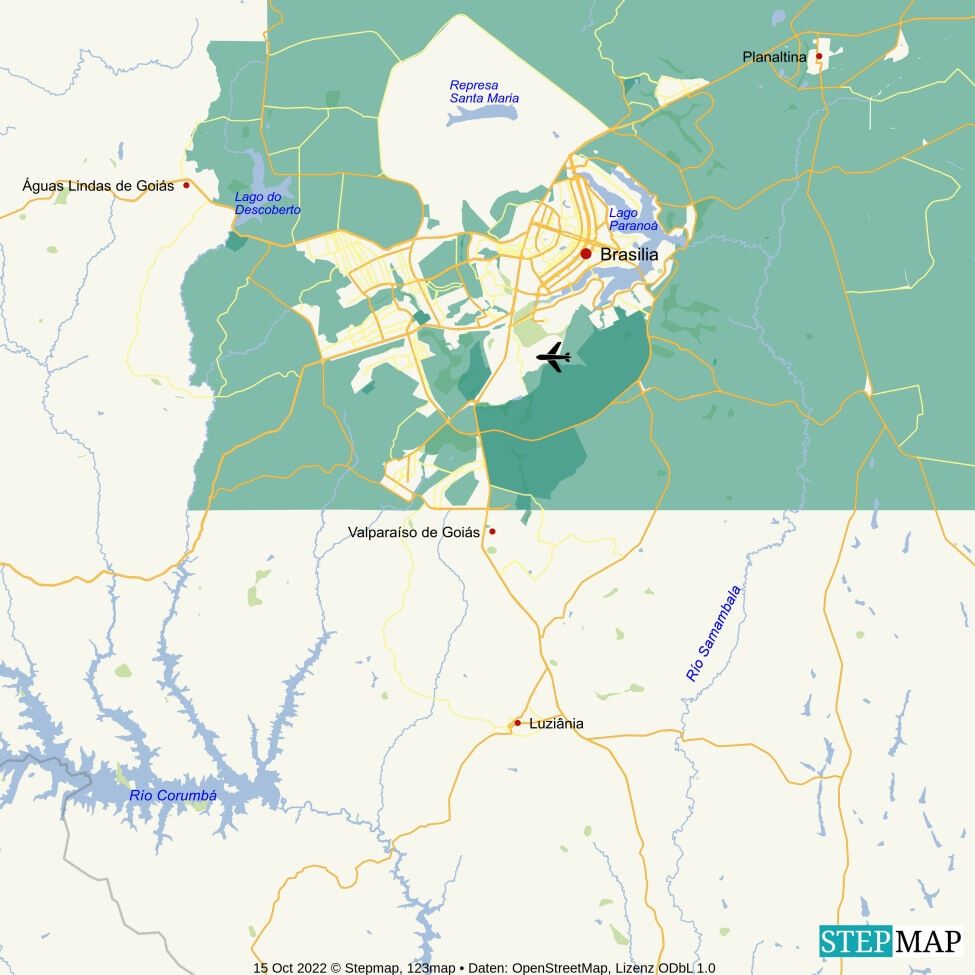 Umgebungskarte - Landkarte von Brasília und Umgebung