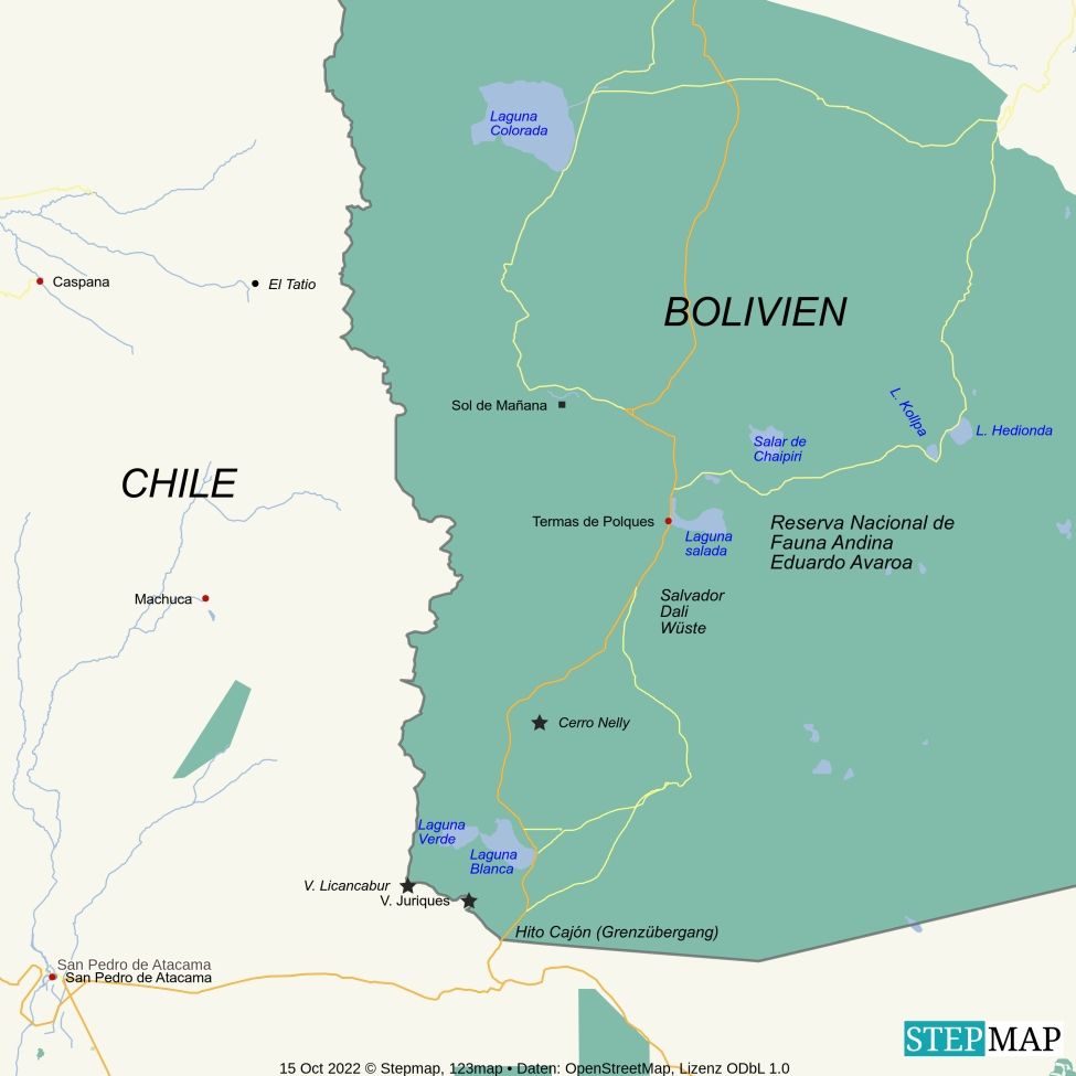 Landkarte - Landkarte Südwest Bolivien