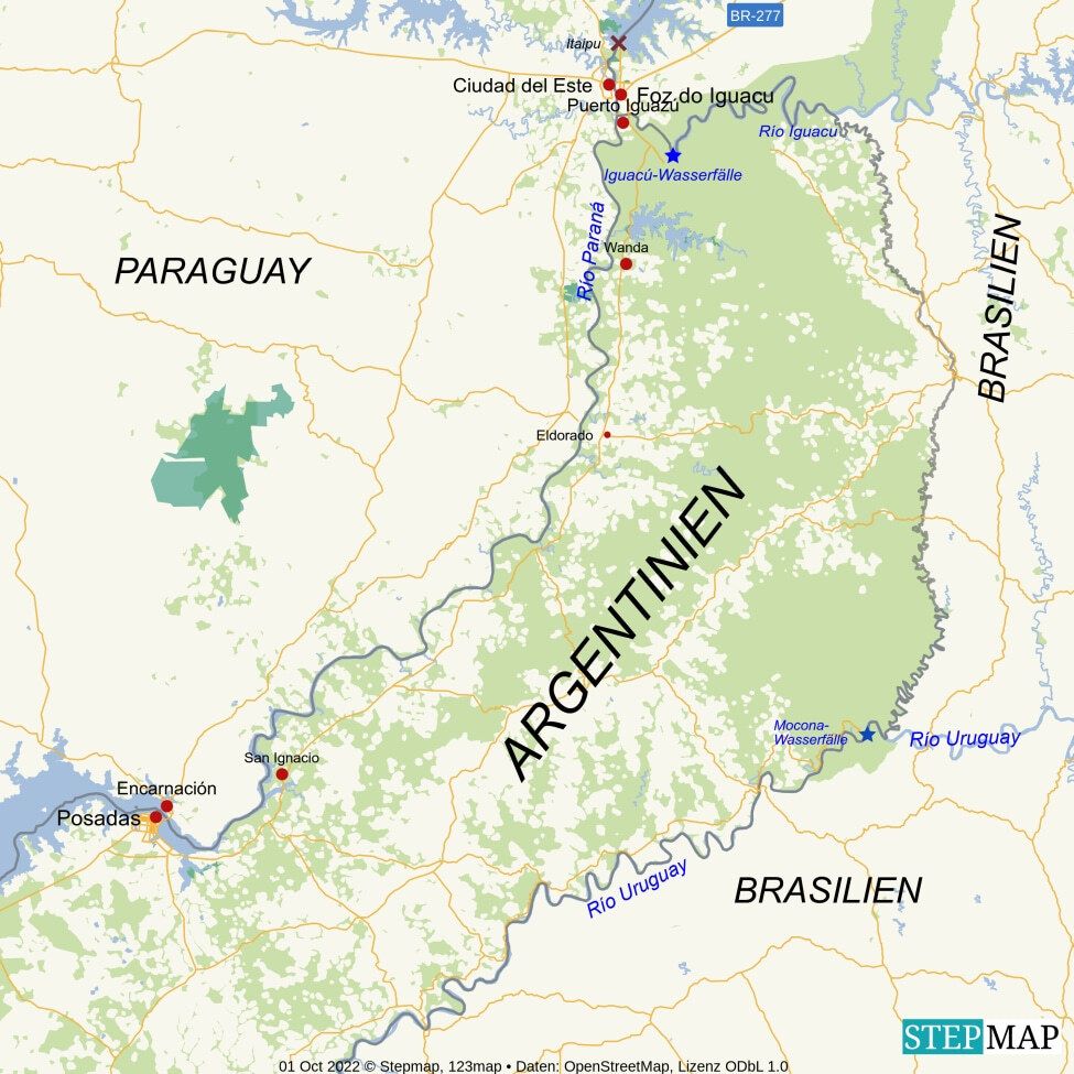 Umgebungskarte weit - Die Umgebung von Puerto Iguazú