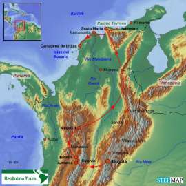 Reisekarte Kolumbien Rundreise der Extraklasse