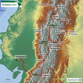 Reisekarte Ecuador Reise von Guayaquil nach Quito