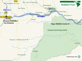Reisekarte Reise in den Amazonas Regenwald Ecuadors