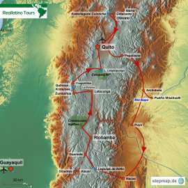 Reisekarte Ecuador Gruppenreise zu den Kulturen am Äquator