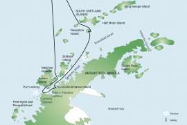Reisekarte Die Antarktis-Reise mit Landgängen