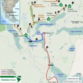 Reisekarte Fantastischer "W-Trek" im Paine Nationalpark