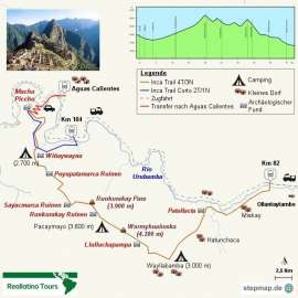 Reisekarte Inca-Trail - die beliebte Trekking Tour auf den Pfaden der Inka