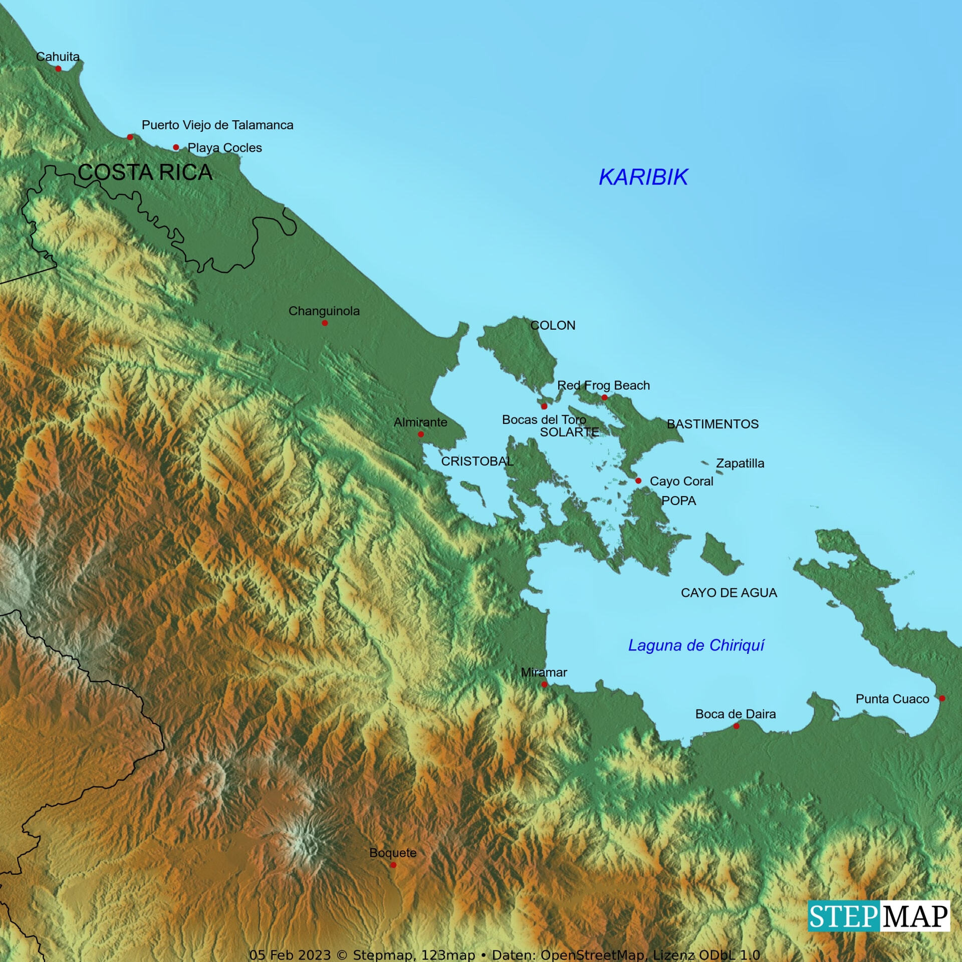 Übersichtskaret Bocas del Toro Panama