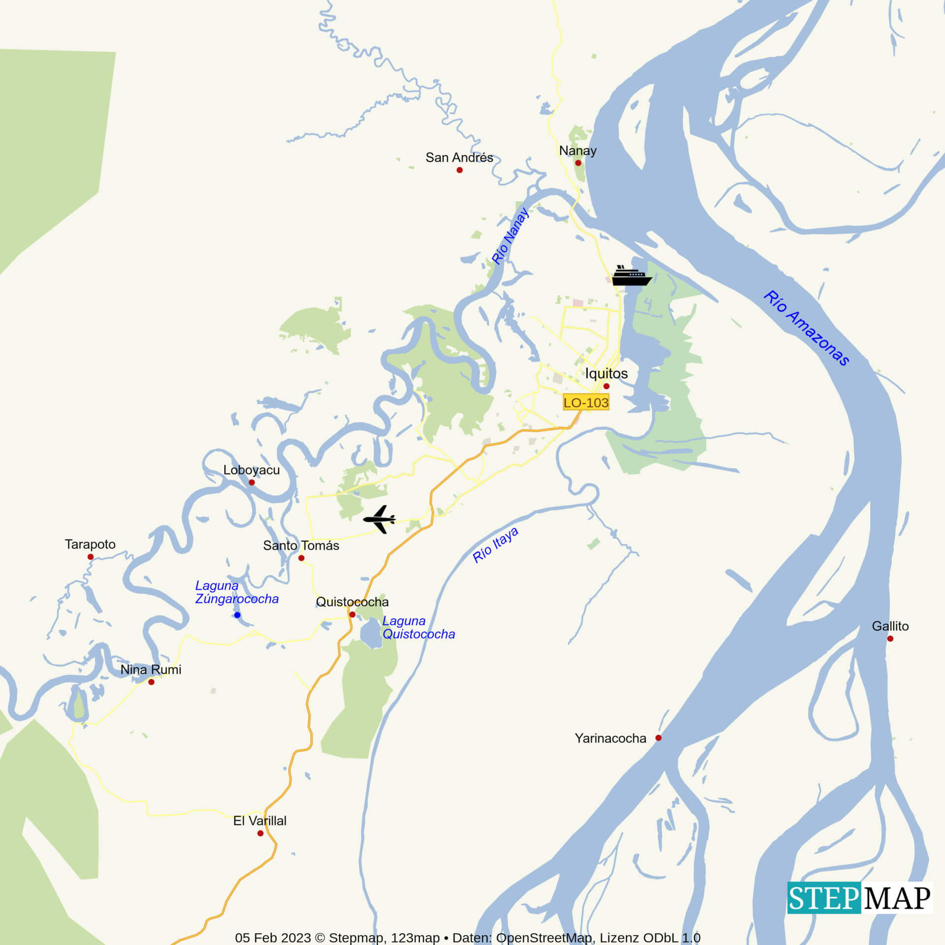 Umgebungskarte Iquitos Peru