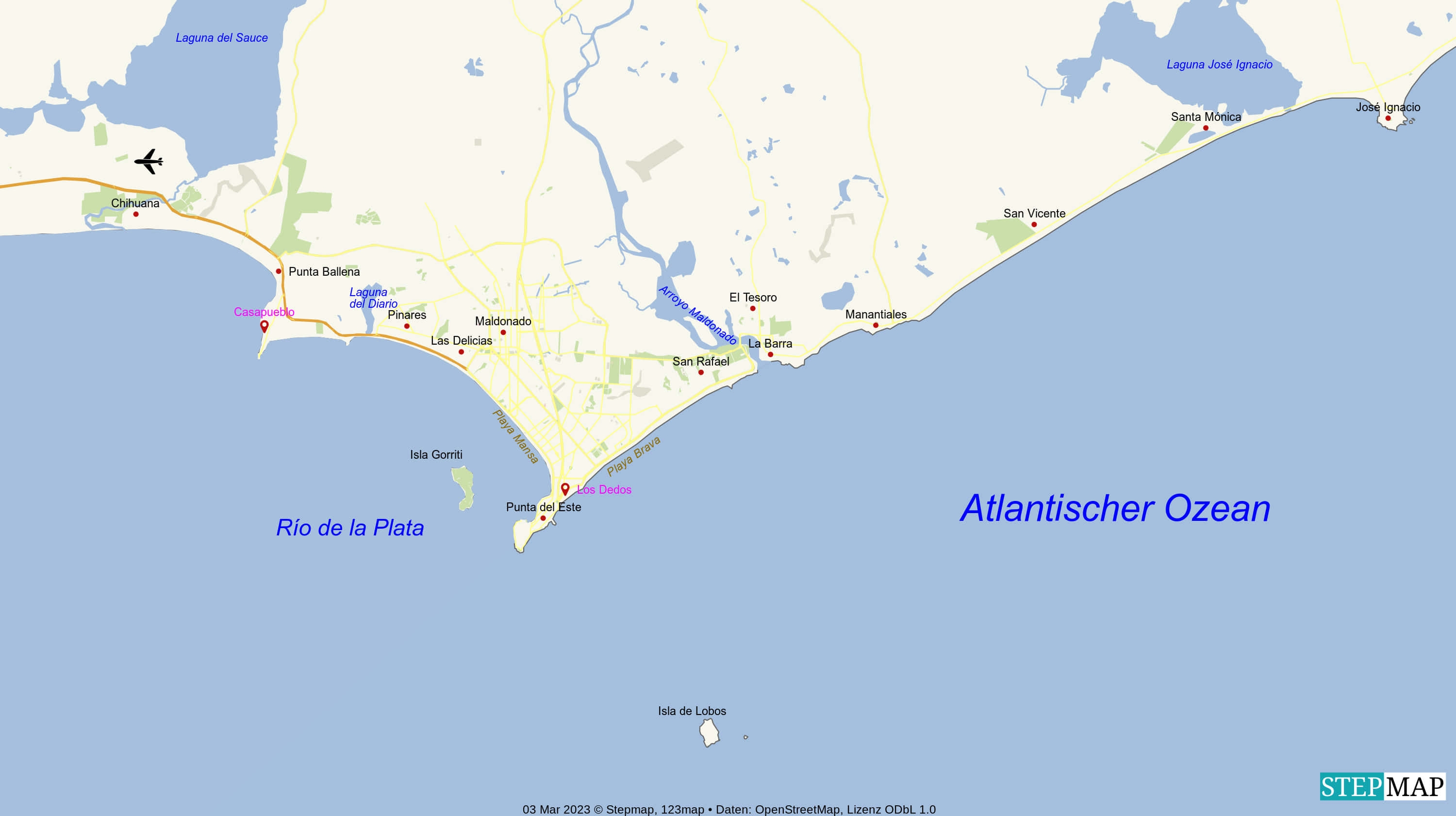 Umgebungskarte Punta del Este Uruguay