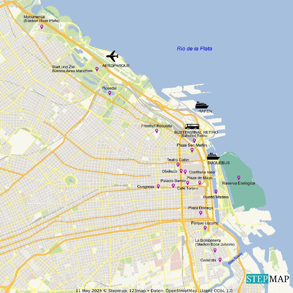 Touristischer Stadtplan Buenos Aires Realllatino Tours
