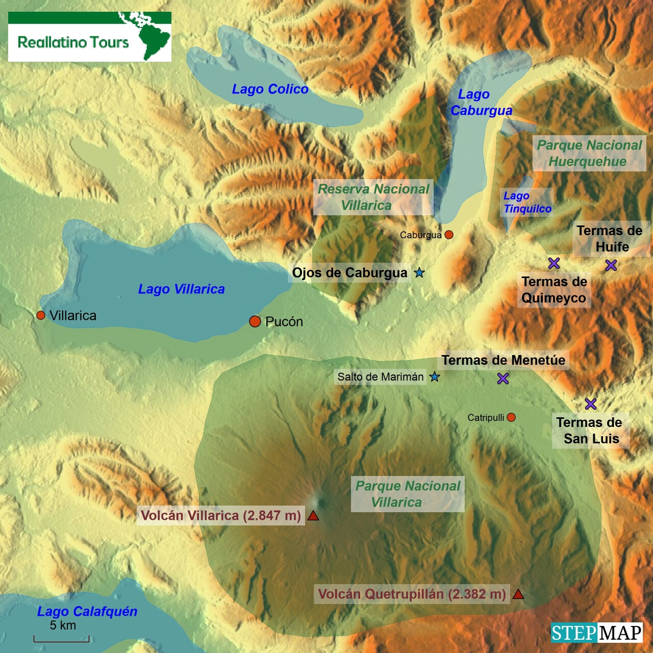 Landkarte Pucón und Umgebung