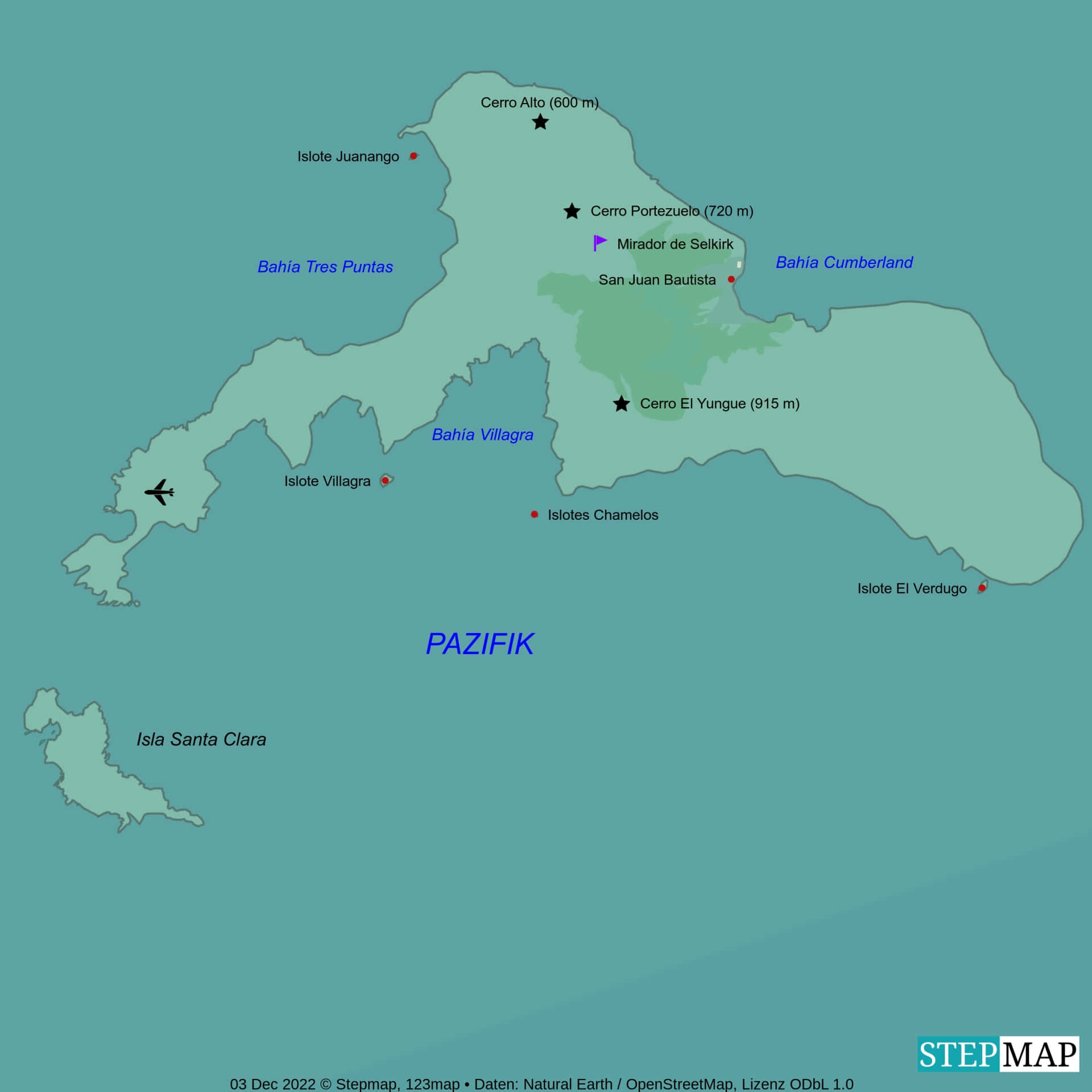 Landkarte Robinson Crusoe Insel