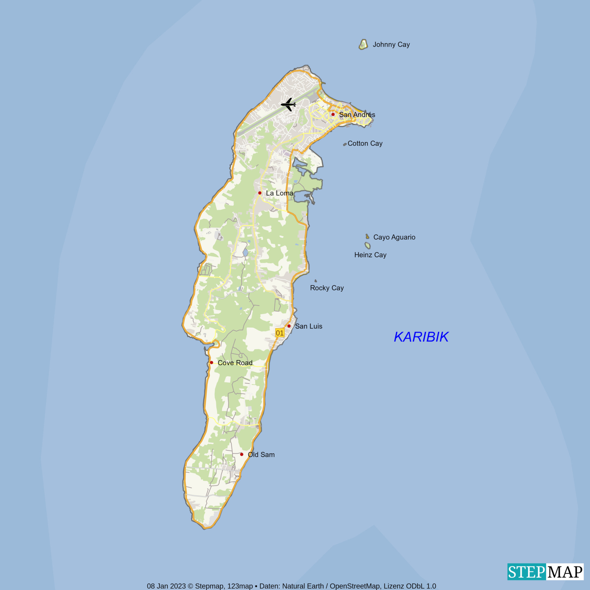 Inselkarte San Andrés