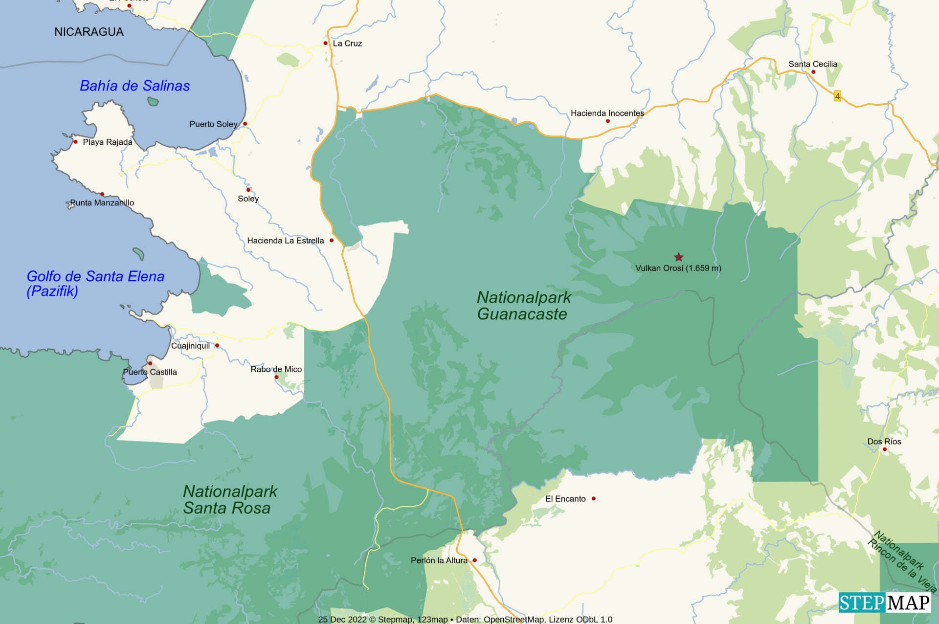 Landkarte Nationalpark Guanacaste