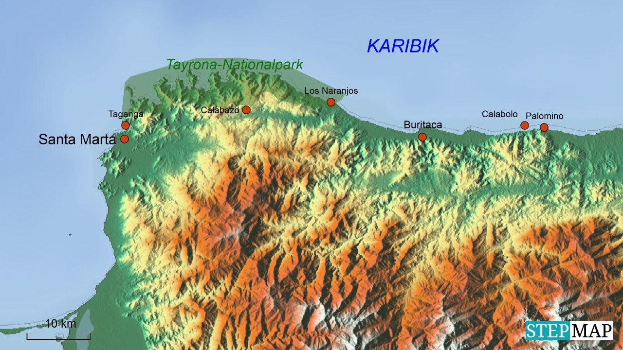 Tayrona-Nationalpark Landkarte